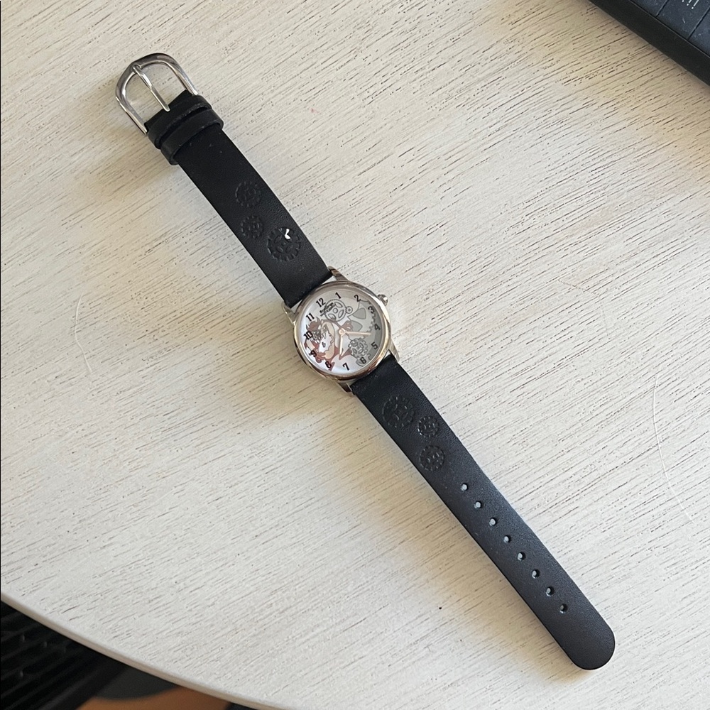 Warner Bros. Silver Dial Black Strap Women's Watch